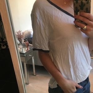 Lou & Grey white tee with navy trim